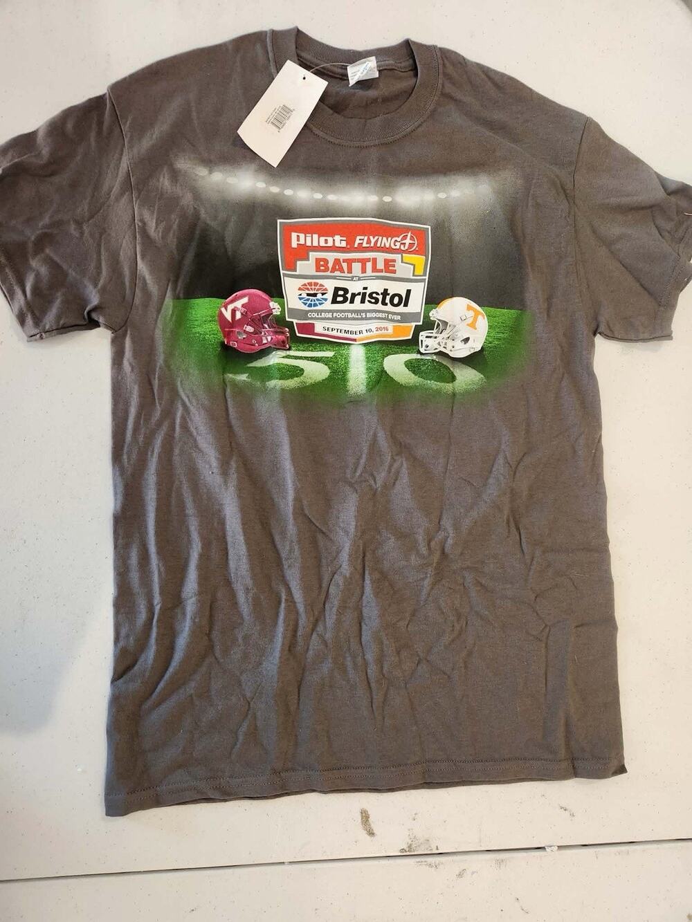 Battle At Bristol Shirt Tennessee Vs Virginia Tech Gray Short Sleeve Crew Medium